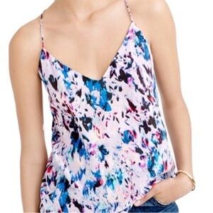 J Crew | 100% Silk Watercolor Racerback Camisole | Pink &‎ Blue Multi | Size 12